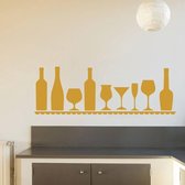 Muursticker Wijn Plank - Goud - 80 x 26 cm - keuken alle