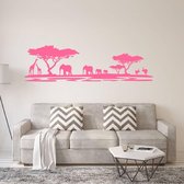 Muursticker Afrika Dieren - Roze - 120 x 34 cm - woonkamer slaapkamer alle