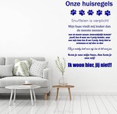 Muursticker Onze Huisregels (hond) -  Donkerblauw -  80 x 98 cm  -  nederlandse teksten  woonkamer raam en deurstickers - honden  alle - Muursticker4Sale