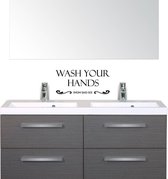 Muursticker Wash Your Hands Mom Said So -  Lichtbruin -  33 x 15 cm  -  keuken  engelse teksten  toilet  alle - Muursticker4Sale