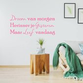 Muursticker Herinner Je Gisteren - Roze - 120 x 57 cm - woonkamer slaapkamer nederlandse teksten