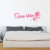 Muursticker Slaap Lekker Met Roos -  Roze -  80 x 29 cm  -  nederlandse teksten  slaapkamer  alle - Muursticker4Sale