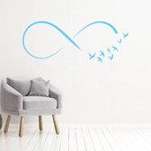 Muursticker Infinity Met Vogels -  Lichtblauw -  160 x 64 cm  -  woonkamer  slaapkamer  alle - Muursticker4Sale