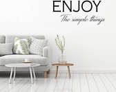 Muursticker Enjoy The Simple Things -  Zwart -  160 x 72 cm  -  slaapkamer  engelse teksten  woonkamer  alle - Muursticker4Sale