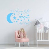 Muursticker We Love You To The Moon And Back - Lichtblauw - 120 x 82 cm - baby en kinderkamer - teksten en gedichten baby en kinderkamer alle