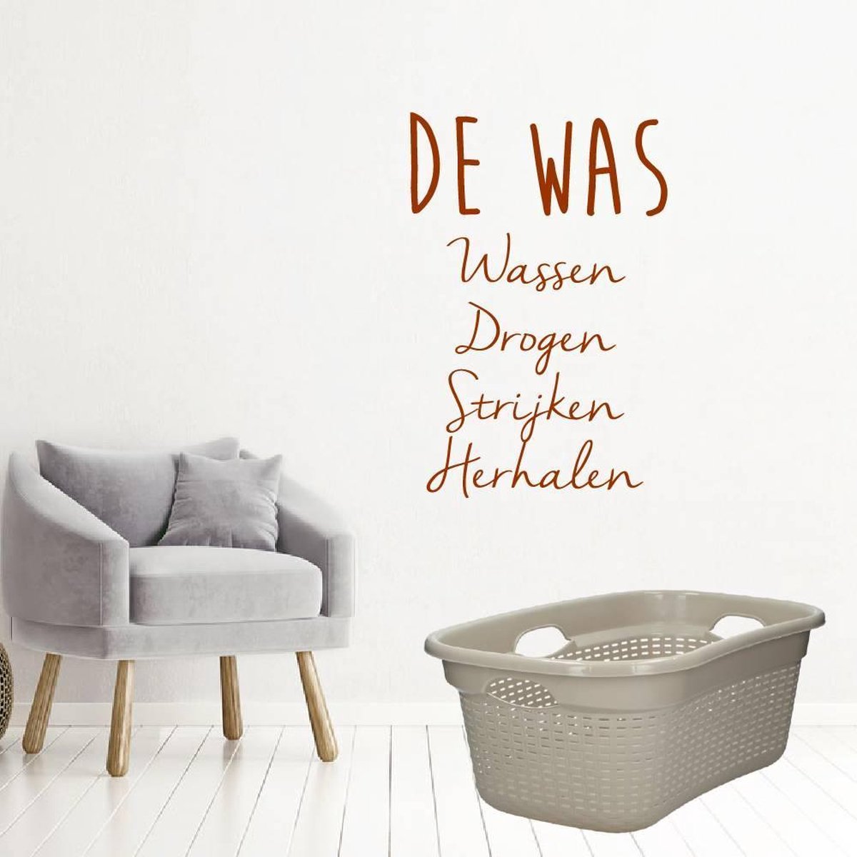 Muursticker De was - Bruin - 28 x 42 cm wasruimte