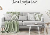 Muursticker Live Laugh Love Met Bloem - Zwart - 80 x 15 cm - woonkamer slaapkamer engelse teksten