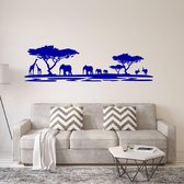 Muursticker Afrika Dieren -  Donkerblauw -  160 x 45 cm  -  woonkamer  slaapkamer  alle  dieren - Muursticker4Sale