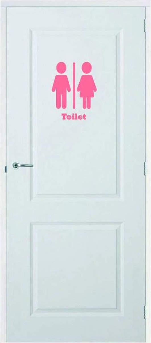 Deursticker Toilet - Roze - 23 x 30 cm toilet overige stickers - toilet