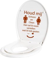 Wc Sticker Houd Mij Schoon En Clean -  Bruin -  18 x 27 cm  -  toilet  alle - Muursticker4Sale