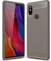 Brushed Texture Carbon Fibre Shockproof TPU Case voor Xiaomi Mi 8 SE (Grijs)