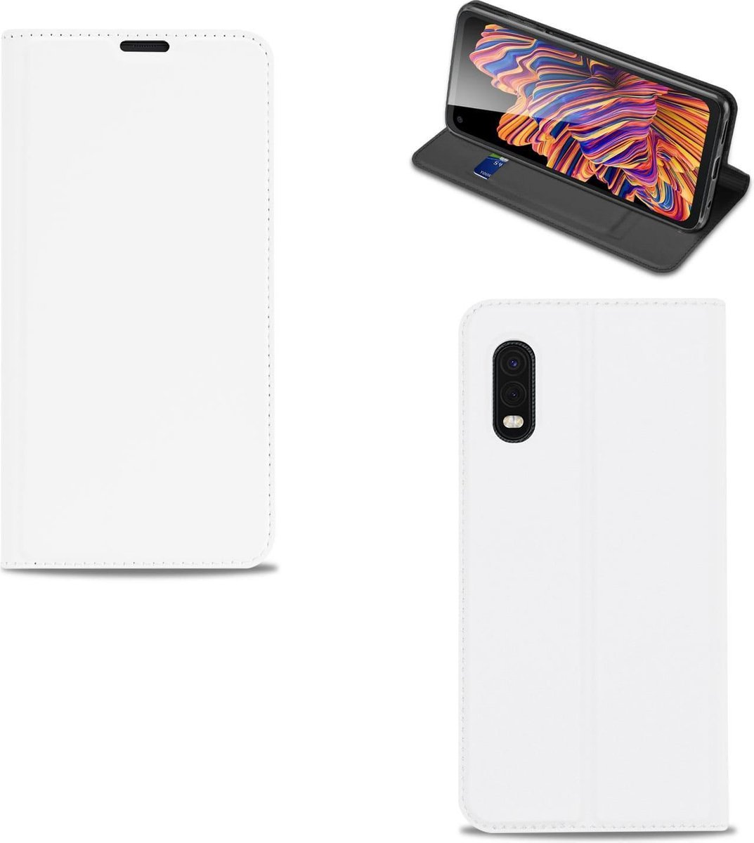 Bookcase Hoesje Samsung Galaxy Xcover Pro Wit met Pashouder