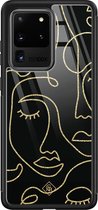 Samsung S20 Ultra hoesje glass - Abstract faces | Samsung Galaxy S20 Ultra  case | Hardcase backcover zwart