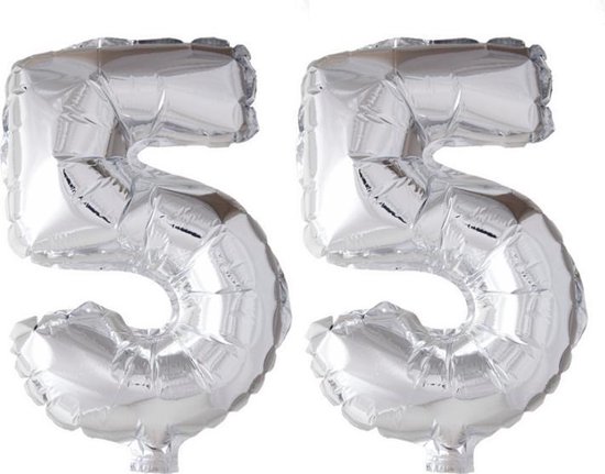 Folieballon 55 jaar zilver 86cm