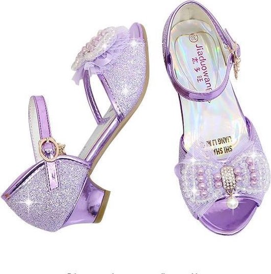 Prinsessen schoenen paars glitter pareltjes maat 35 - binnenmaat 22,5 cm -  bij jurk... | bol.com