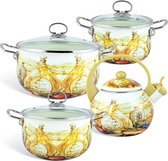 Edënbërg Enamel Line - 8-delige Luxe Emaille Pannenset