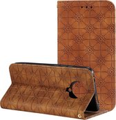 Voor Xiaomi Redmi K30 Pro Lucky Flowers reliÃ«fpatroon Magnetische horizontale flip lederen tas met houder en kaartsleuven (bruin)