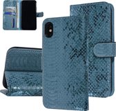 UNIQ Accessory Turquoise Slangenleer hoesje voor iPhone Xs Max - Book Case