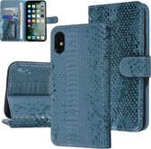 UNIQ Accessory Turquoise Slangenleer hoesje voor iPhone X-Xs - Book Case