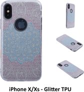 Uniek motief Glitter flower TPU Achterkant voor Apple iPhone X/Xs- 8719273282564