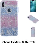 Uniek motief Glitter flower TPU Achterkant voor Apple iPhone Xs Max- 8719273282625