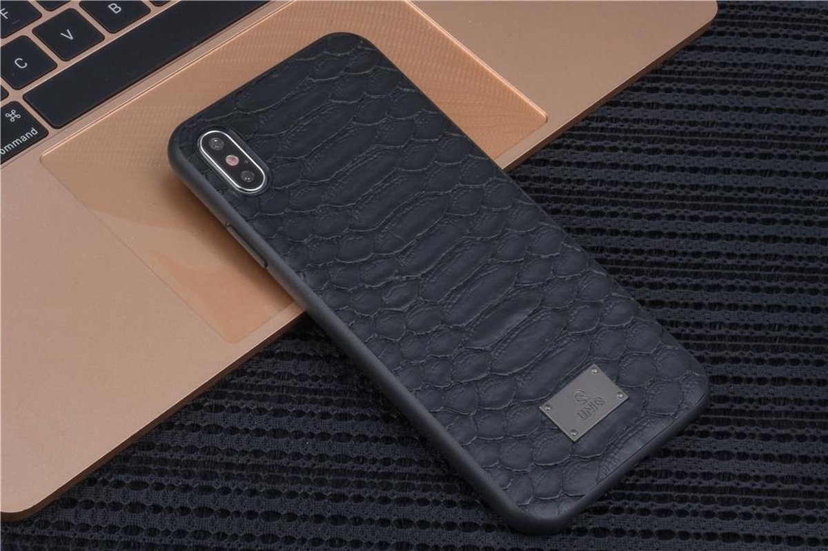 UNIQ Accessory iPhone Xs Max Kunstleer Hard Case Back cover - Zwart- 8719273285732