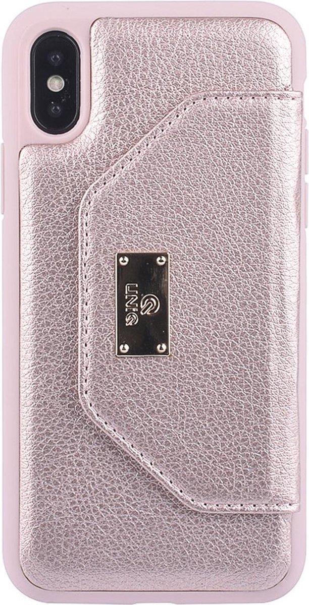 UNIQ Accessory iPhone X-Xs Kunstleer portemonnee Hard Case Back cover - Roze