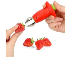 Aardbei ontkroner - aardbeien / tomaten ontkroner - Rood - Tomaat ontkroner - Aardbei steel verwijderaar - Universeel