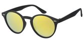 Zwarte ronde  zonnebril | Dames/unisex | roze lens