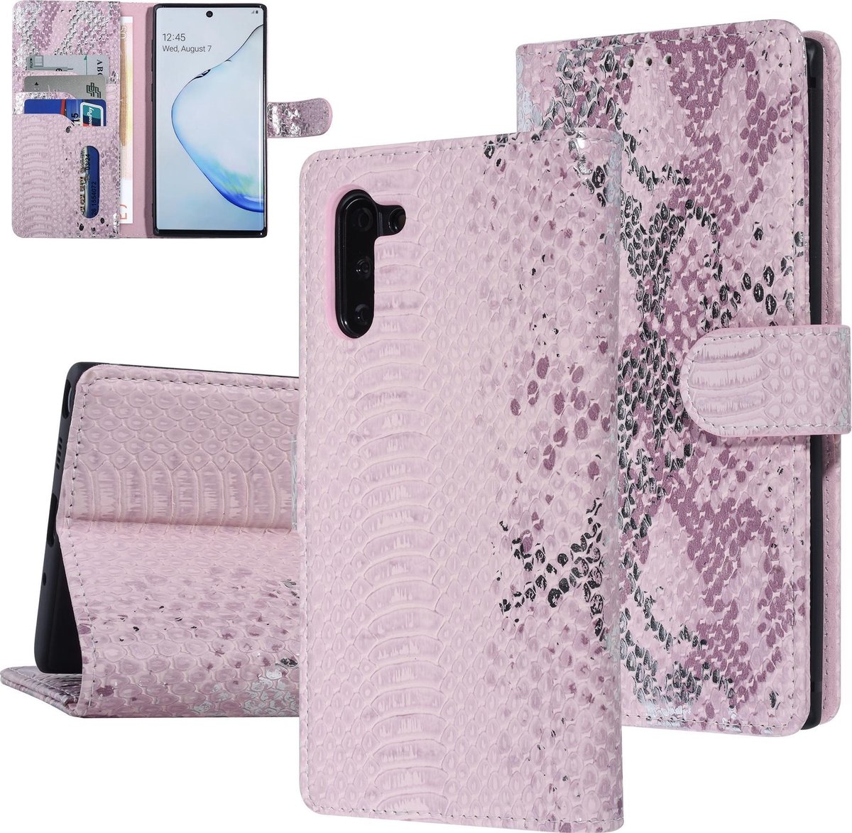 UNIQ Accessory Roze Slangenleer hoesje voor Galaxy Note 10 - Book Case(N970F)