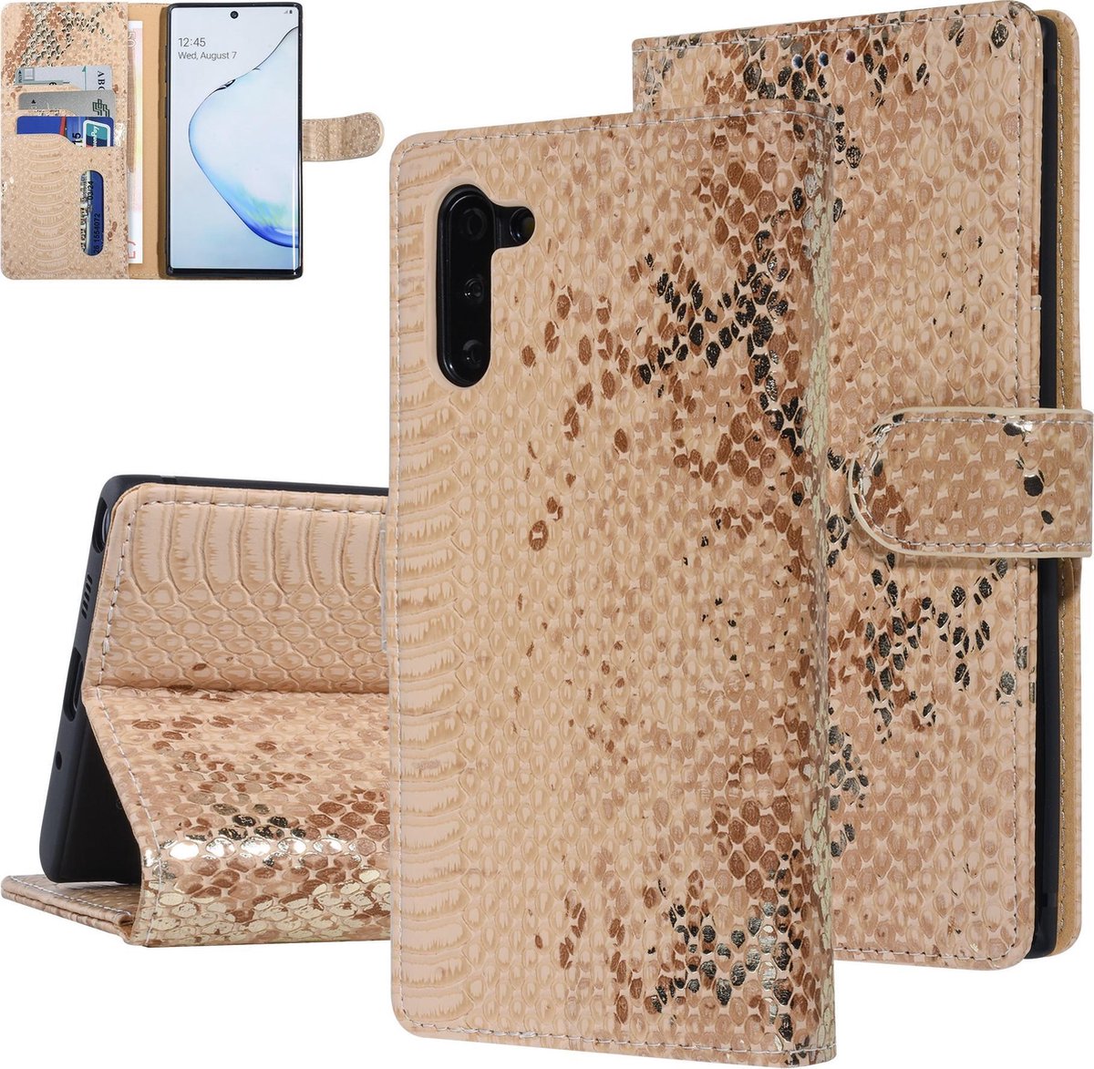 UNIQ Accessory Goud Slangenleer hoesje voor Galaxy Note 10 - Book Case(N970F)