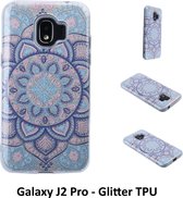 Uniek motief Glitter flower TPU Achterkant voor Samsung Galaxy J2 Pro (J2 Pro)- 8719273282939