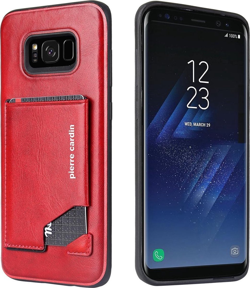 Rood hoesje Pierre Cardin - Backcover - Stijlvol - Leer - Galaxy S8 Plus - Luxe cover