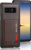 Bruin hoesje van Pierre Cardin - Backcover - Stijlvol - Leer - Galaxy Note8 - Luxe cover