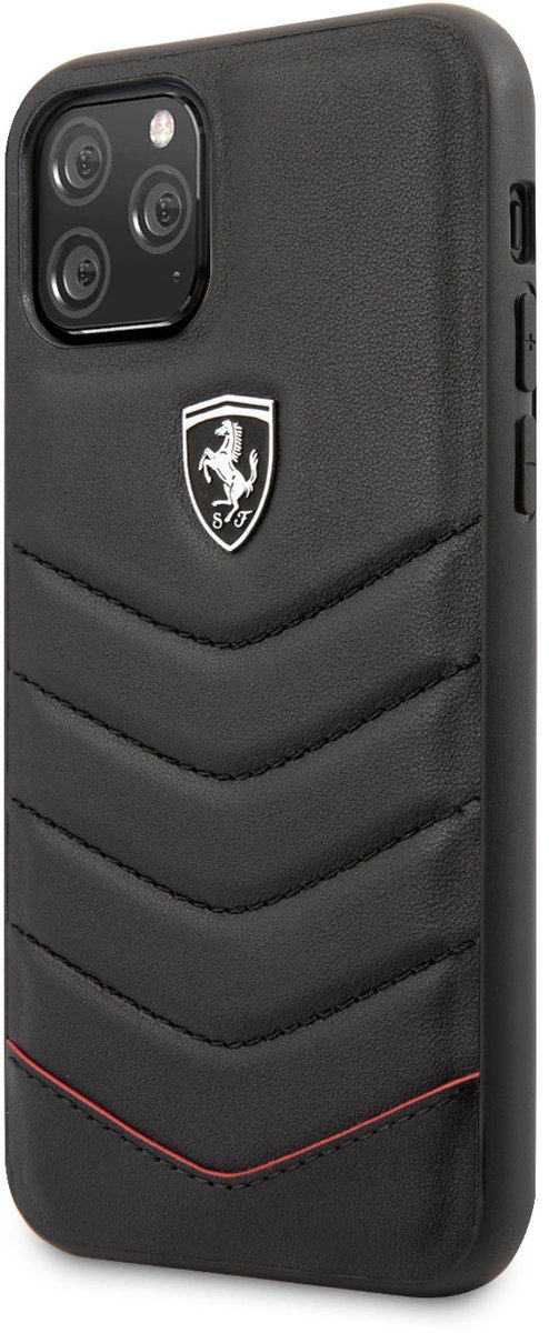 iPhone 11 Pro Backcase hoesje - Ferrari - Effen Zwart - Leer
