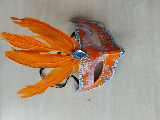 oranje en met veren masker 2 stuks | bol.com