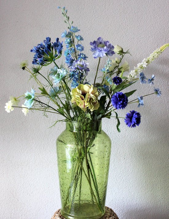 Bouquet de soie - Bleu Blanc - 70 cm de haut - Fleurs artificielles -