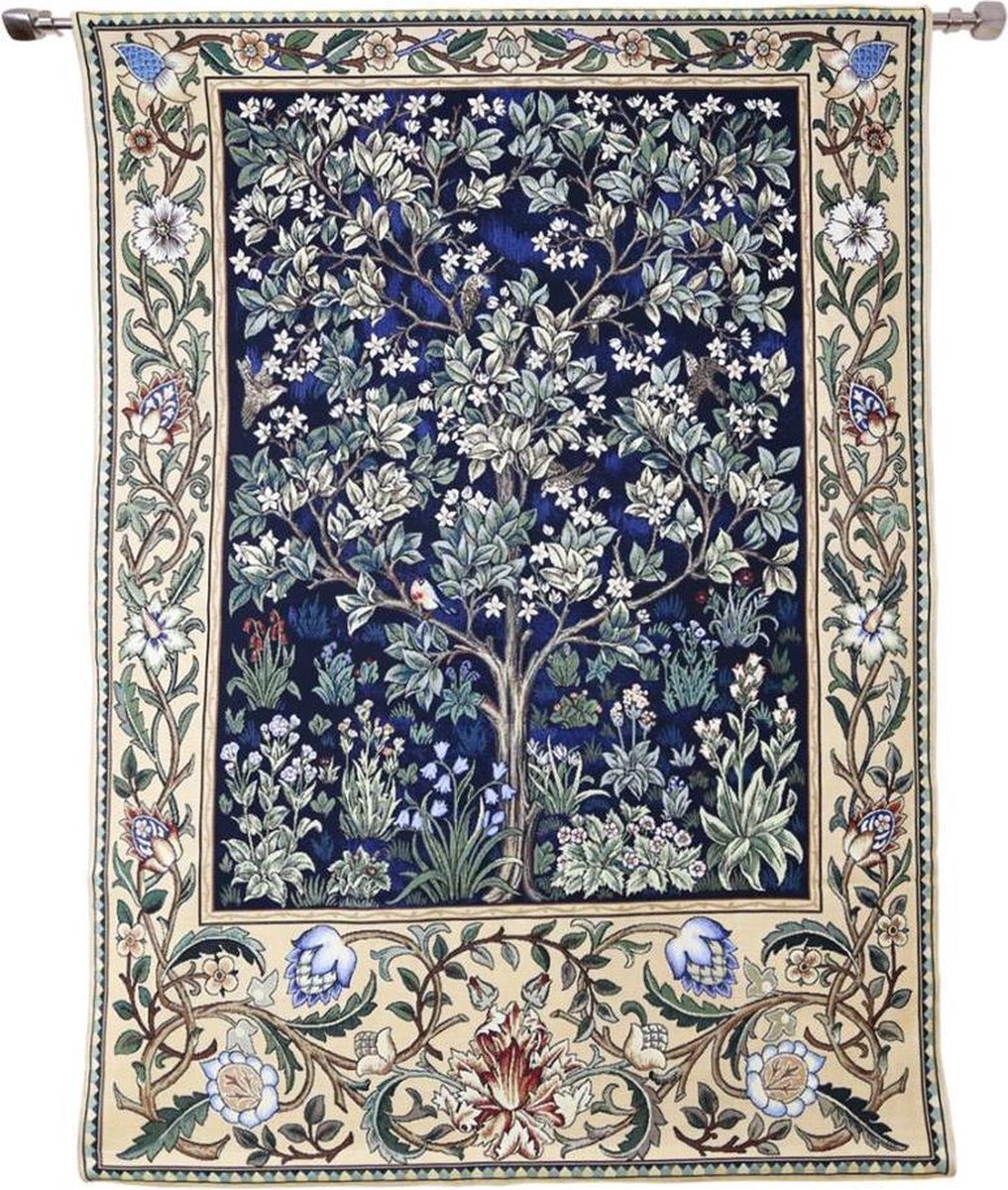 Signare Wandkleed Tree of life blue – William Morris – 103 x 138 cm Blauw