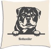 Sierkussen - Rottweiler - Wit - 45 Cm X 45 Cm