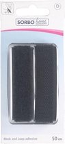 Sorbo Home Essentials klitteband zwart - zelfklevend - 50 cm x 2 cm - extra sterke klittenband
