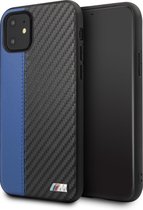 Blauw met Zwart hoesje BMW M Sport Collection - Backcover - iPhone 11 - Carbon look