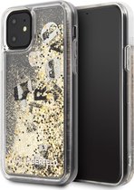 Zwart hoesje van Karl Lagerfeld - Backcover - iPhone 11 - KLHCN61ROGO - Glitter