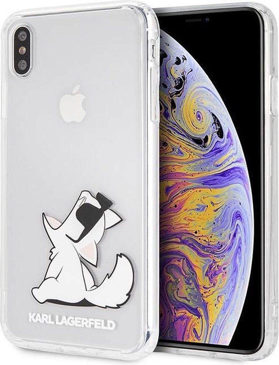 Transparant hoesje van Karl Lagerfeld - Backcover - Choupette Sunglasses - iPhone Xs Max - Siliconen rand