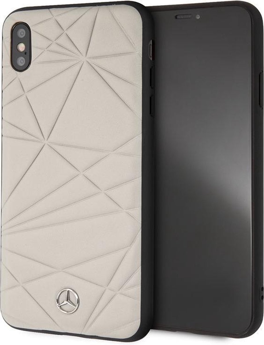 Grijs hoesje van Mercedes-Benz - Backcover - Avantgarde - Leer - iPhone Xs Max - Silicone rand