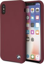 Rood hoesje BMW - Backcover - Soft Touch - Leer - iPhone X-Xs - Siliconen rand