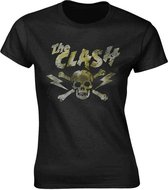 The Clash Dames Tshirt -XL- Grunge Skull Zwart