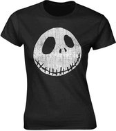 The Nightmare Before Christmas Dames Tshirt -XXL- Cracked Face Zwart