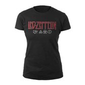 Led Zeppelin Dames Tshirt -L- Logo & Symbols Zwart