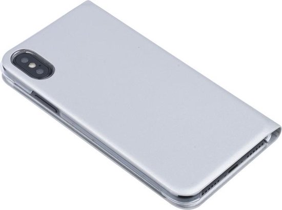 Apple iPhone X; Coque iPhone Xs Card holder Argent Book - Fermeture magnétique