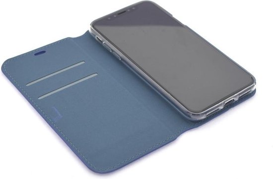 Apple iPhone X; Coque iPhone Xs Card Holder Blauw Book - Fermeture magnétique